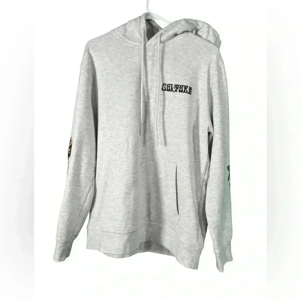 Forever 21 Men’s Light Gray Culture Rose Graphic Hoodie Size Large
